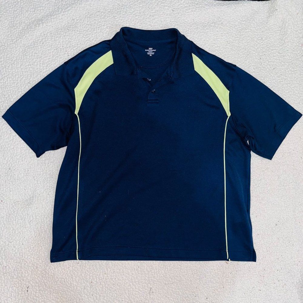 Dockers Golf Polo Short Sleeve Shirt Navy Men XL Atheisure Athletic Club Summer